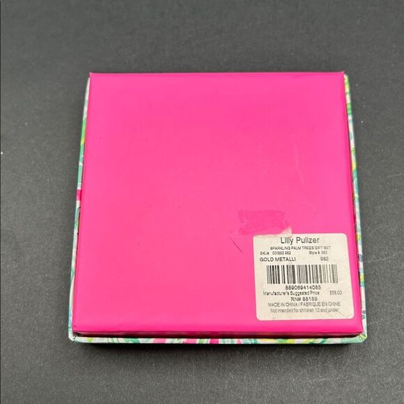 NEW Lilly Pulitzer Necklace Earring Set Gold Crystal Sparkling Palm Trees - Picture 6 of 7